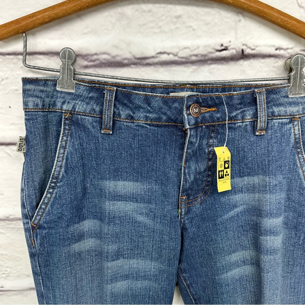 MAX STUDIO Capris Jeans Size 4 Cuffed 4 Pockets cropped New - Picture 2 of 15